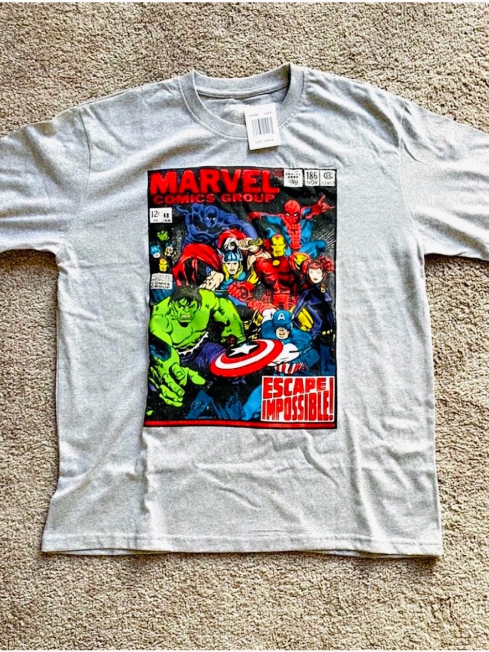 Marvel Light Heather Gray Crewneck Tee
